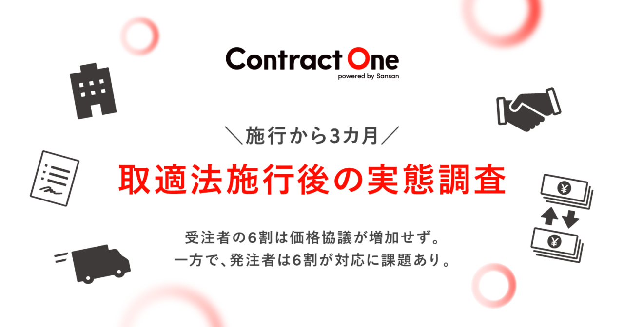 Sansan、施行から3カ月「取適法施行後の実態」を調査～受注者の6割は